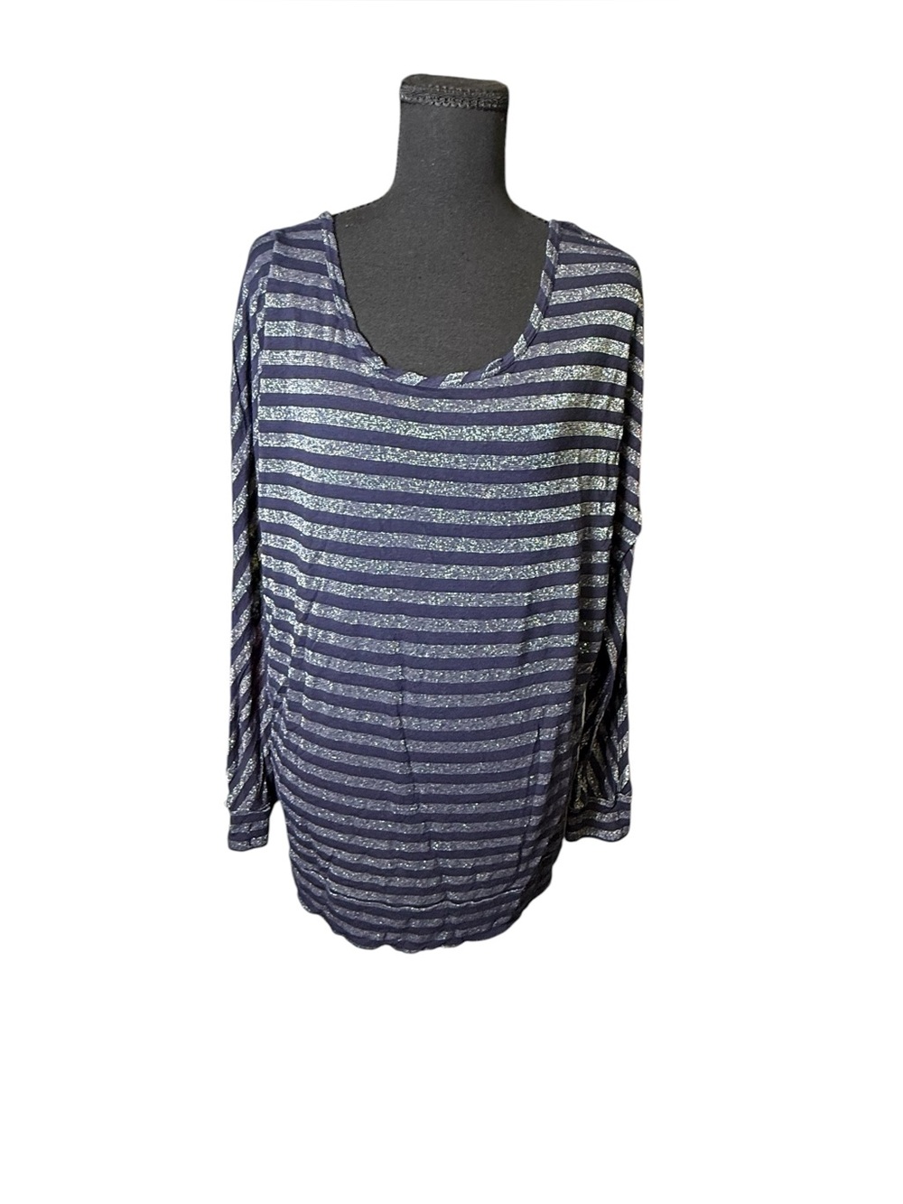 Hard Tail Forever Striped Scoop Neck Tunic Top Women L Blue Like New Casual